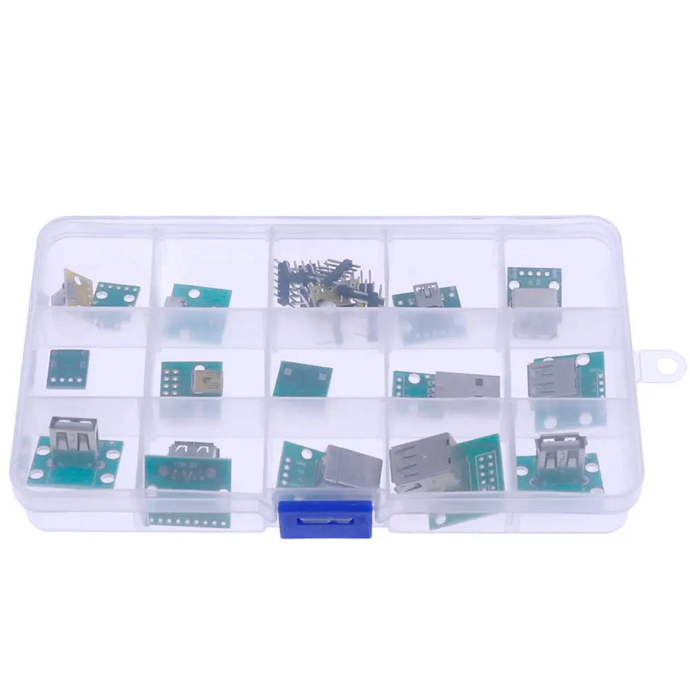 16 in 1 USB To DIP Adapter Board Pin Board Micro/Mini/port USB Male and Female Head 2.0/3.0/3.1 Type-C to DIP Converter With Box