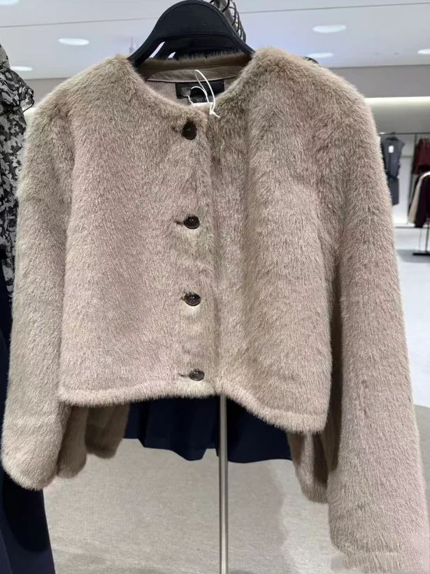 حار كسول Sle تأثير الفراء الاصطناعي Jaet ort ملابس خارجية خريف جديد 2025 معطف نسائي دافئ من ألياف البوليستر #1