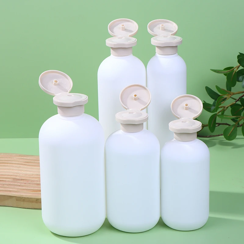 Botellas de plástico para champú de viaje, contenedores blancos rellenables para loción, crema, tapa abatible, Gel de ducha, botellas con bomba de espuma
