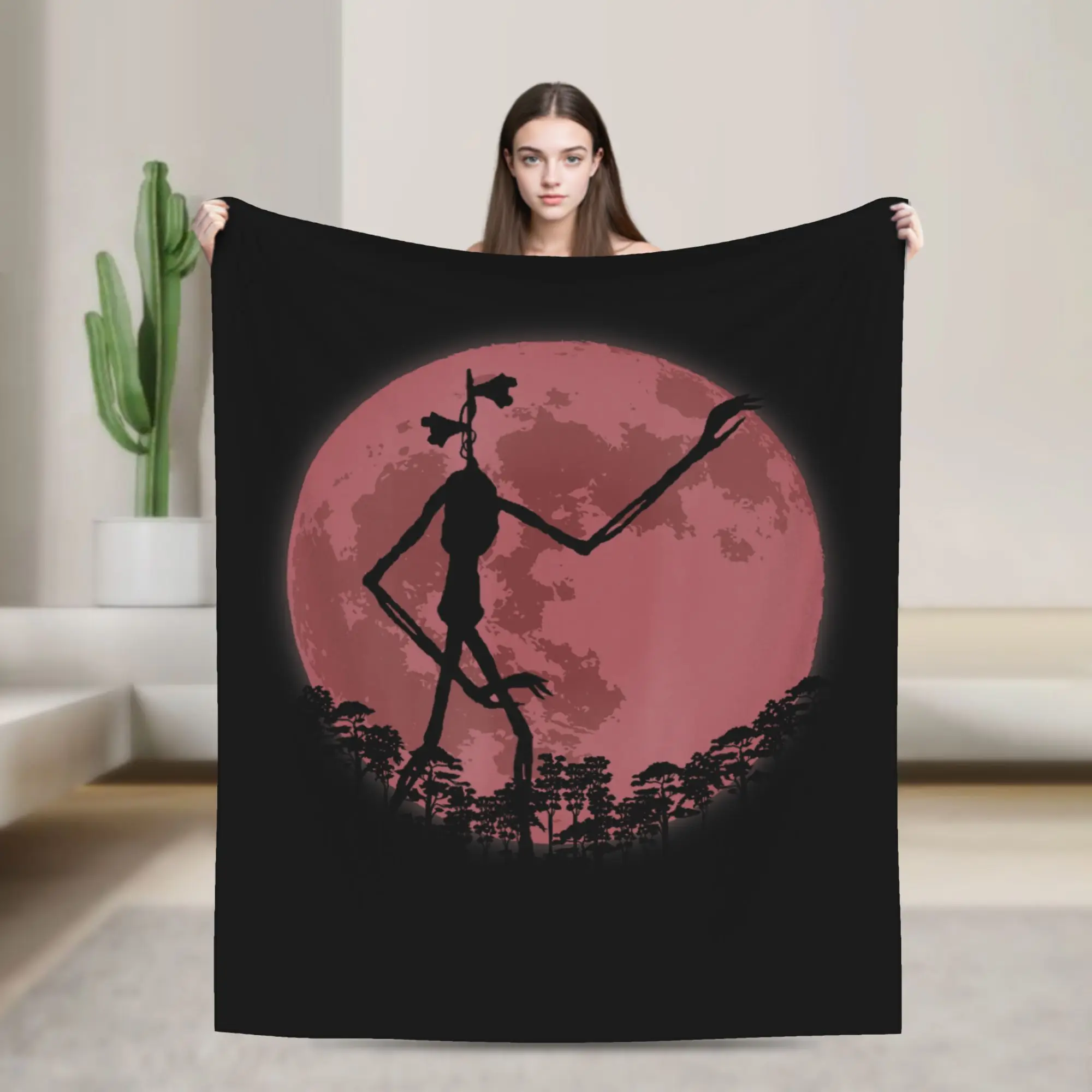 Supernatural Cryptid Siren Head Knitted Blankets Flannel  Lightweight Throw Blankets for Car Sofa Couch Bedroom Quilt