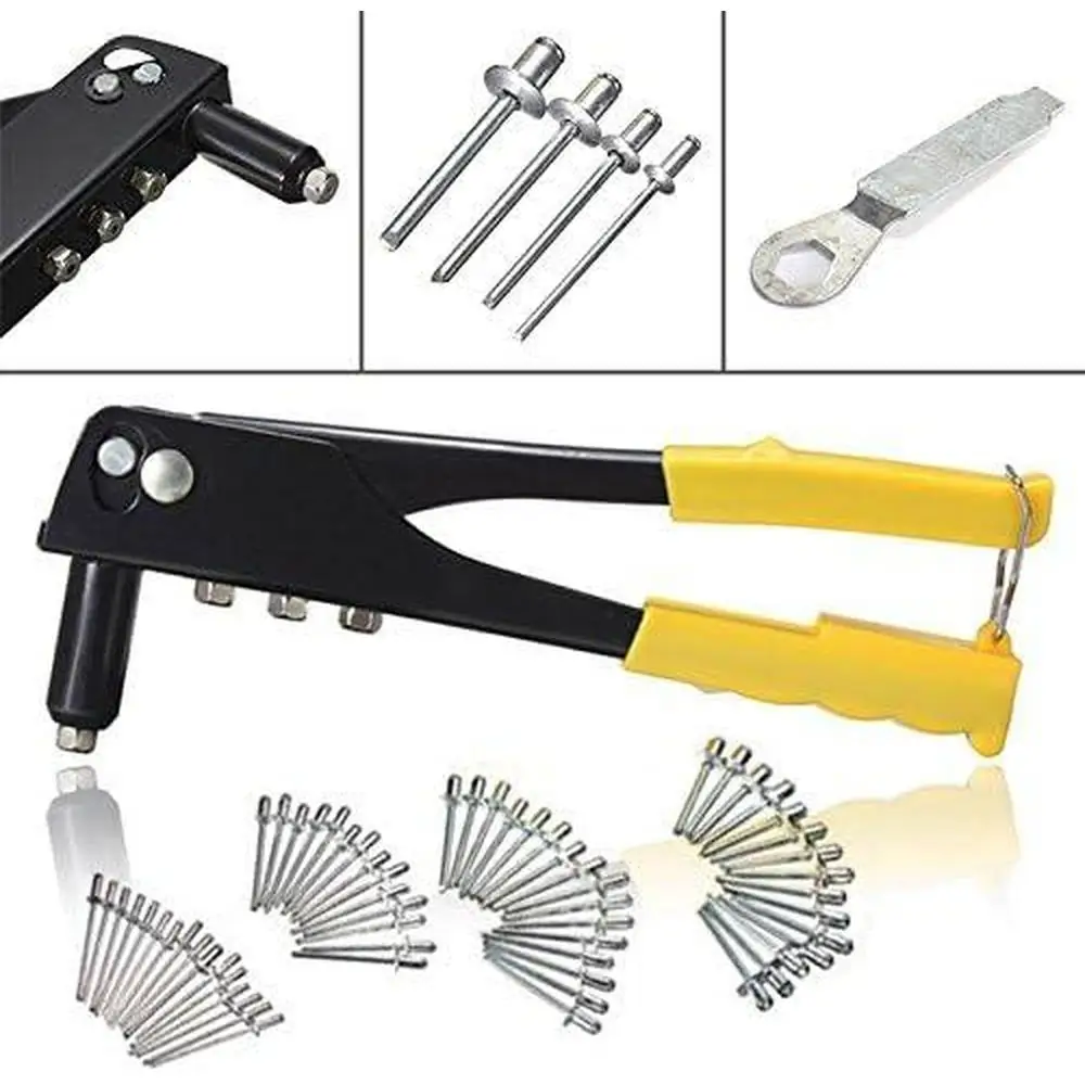 

Car Hand Riveter Nut Rivet Gun Kit Heavy Duty Riveter Set Pop Rivet Gun Blind Rivets Assortment Kit Hand Tools Rivet Nut Tool