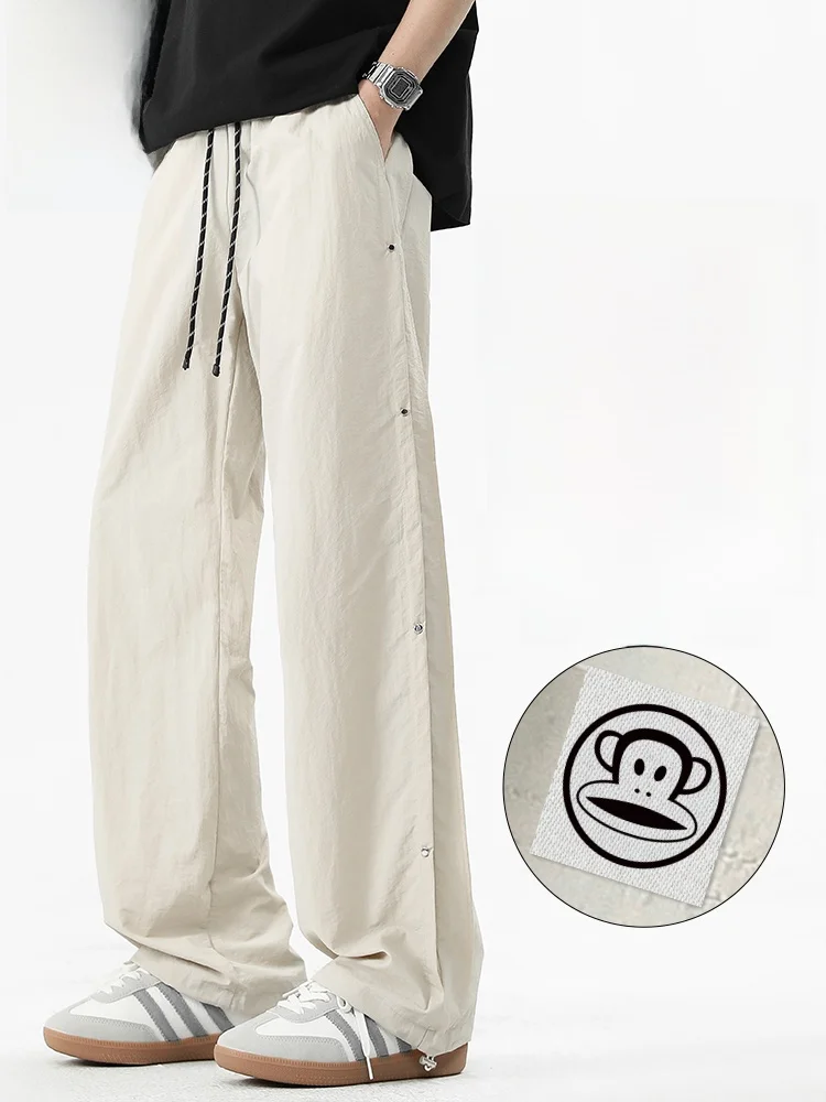 

PaulFrank Men's Straight Leg Workwear Pants Spring Summer American Sle Casual Trousers Zipper Fly No Stretch Nylon