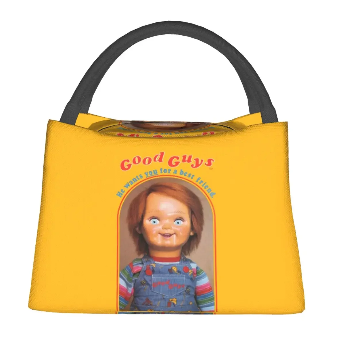 

He Wants You For A Best Friend Lunch Bag Chucky Aesthetic Lunch Box Picnic Portable Insulated Tote Food Bags Design Cooler Bag