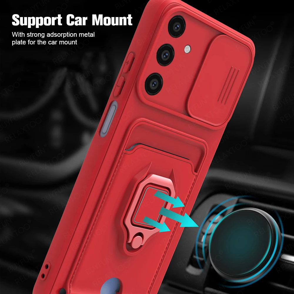 Case For Samsung Galaxy A05s A05 A15 4G A25 A35 5G Card Sumsung S05A A 05 15 25 35 15A Holder Ring Stand Push Lens Windows Cover