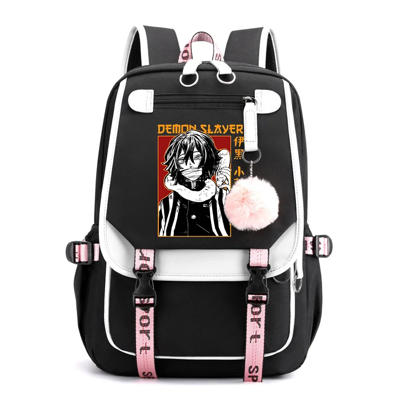 

New Anime Iguro Obanai Backpack Teen Fashion Street Anime Backpack High Quality USB Zipper Backpacks