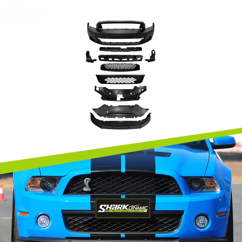 

Body Kit for Ford Mustang 10-14 GT500 13-14 V6 GT to 10-12 GT500 PP Plastic Grey Primer Front Bumper