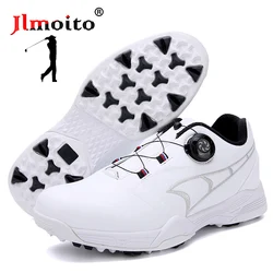 Waterproof Men Golf Shoes Leather Golf Training Sneakers Non-slip Spikeless Golf Sneakers Couple Beginner Golf Athletic Shoes 46