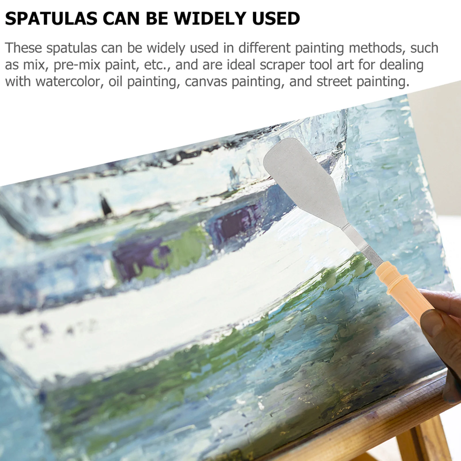 

12Pcs Durable Metal Scrapers Plastic Handles Perfect for All Types Paint Mix Media Art Supplies Painting Scrapers