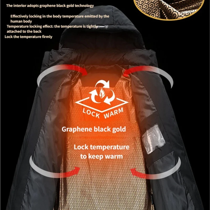 Outdoor Water-Resistant Down Jacket Men Winter Windproof Warm White Duck Down Parka Coat Men's Trendy Casual Wear Heated Parkas