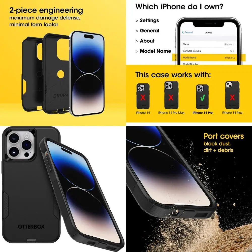 

Чехол для iPhone 14 Pro (ТОLY) Commuter Series — черный, тонкий и прочный, карманный, с защитой от порта