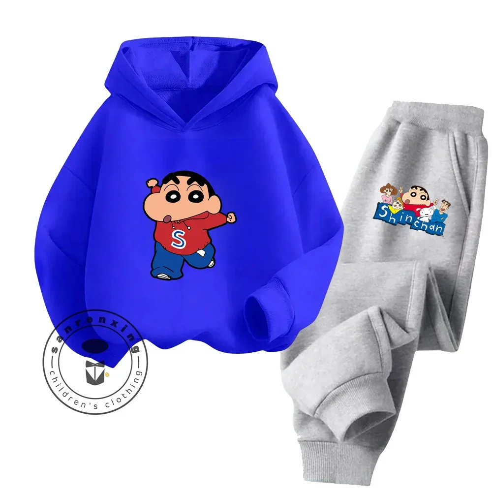 Outdoor Sports Training Set Crayon Shin-chan Hooded Sweatshirt + Pants Kids Set 2-12 Years Old Kids Set Kids Set Boys and Girls