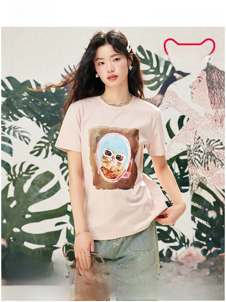 

Artka Spring Casual fiti ort Sve round Ne Print T-irt Faionable Top Women's Clothing Ladies' Premium T-irt