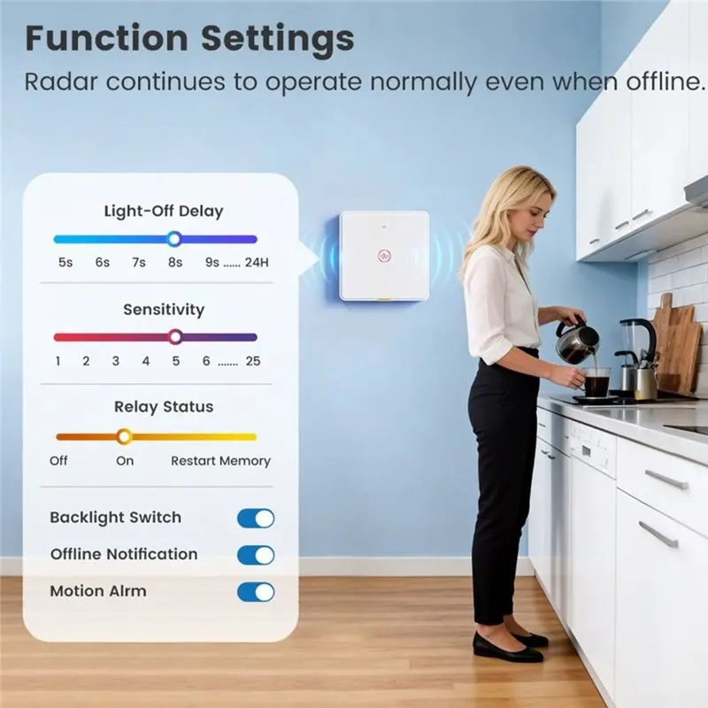 2026 New Tuya Wifi Wall-Mounted 3 Gang 10G Switch Panel Radar Sensing Touch Control Remote-Controlled Lighting Button EU EU Plug