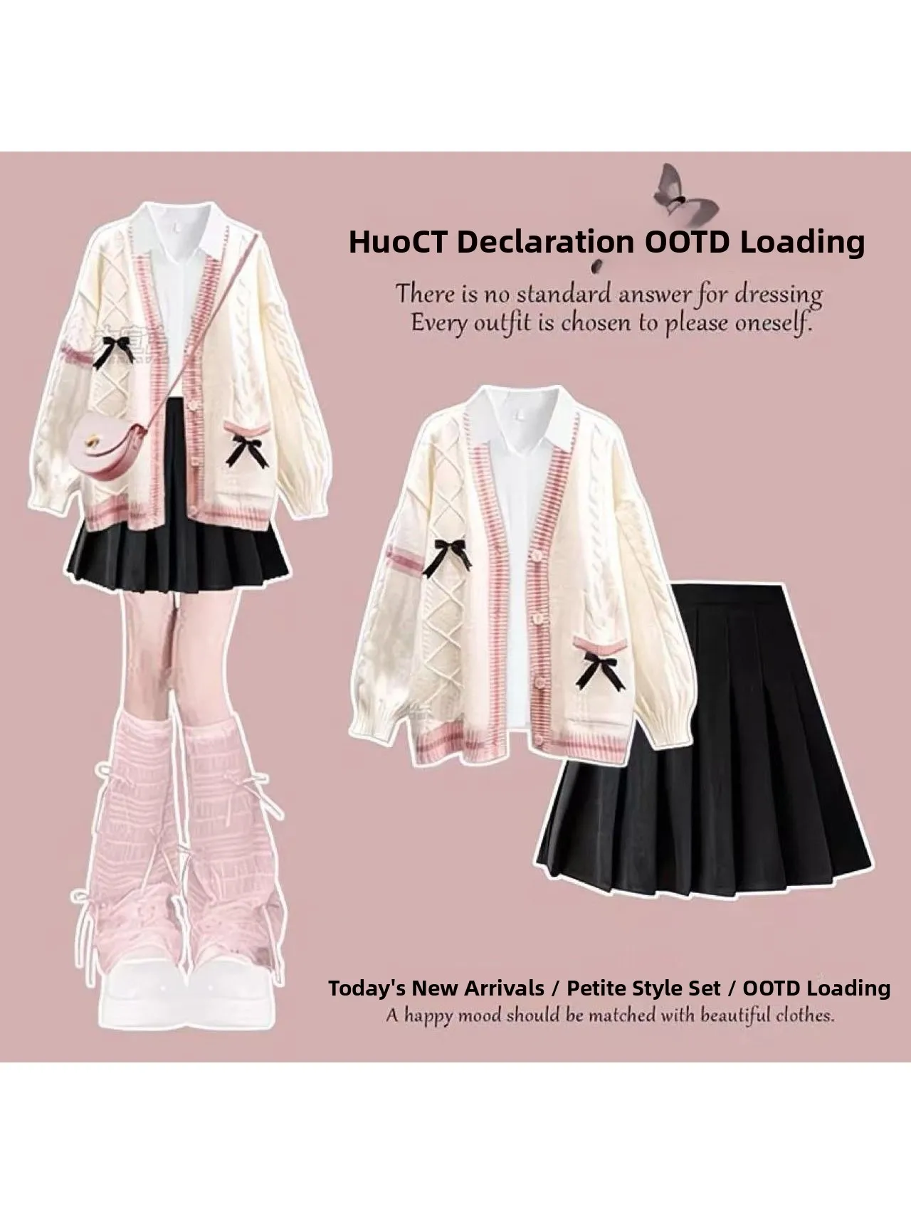 

Korean Sle Knitted Cardigan Women's Bla Pleated Skirt Autumn Faion Set Casual Comfortable Long Sve Button up