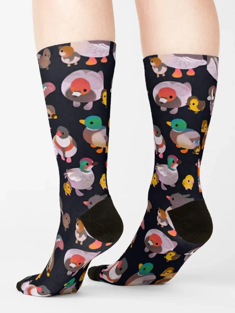 Calcetines con estampado de pato y patito para hombre y mujer, medias cálidas de anime, oscuras