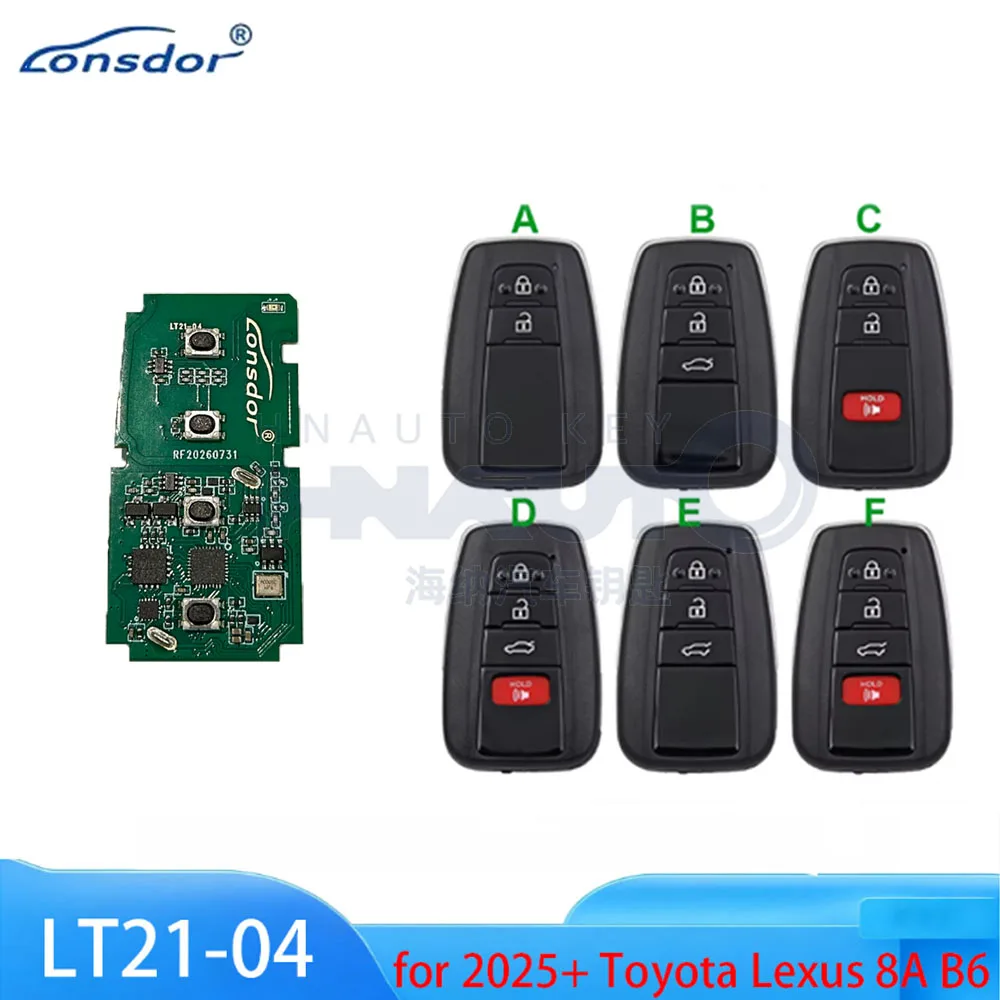 Lonsdor LT21-04 Smart Key PCB with Shell for Toyota Land Cruiser for Lexus 2025+ Car Remote Fob Board 0250 8A B6 for KW100/K518