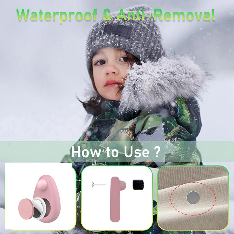 Kids Silicone Waterproof Holder For Airtag  GPS Tracker Case With Safety Pin