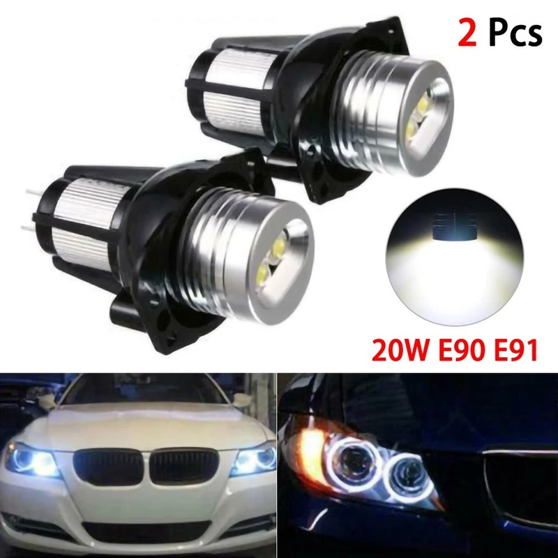 1Pair 6000K Marker Lights Bulb Error Free Angel Eyes Halo LED for-BMW 3 E90 E91