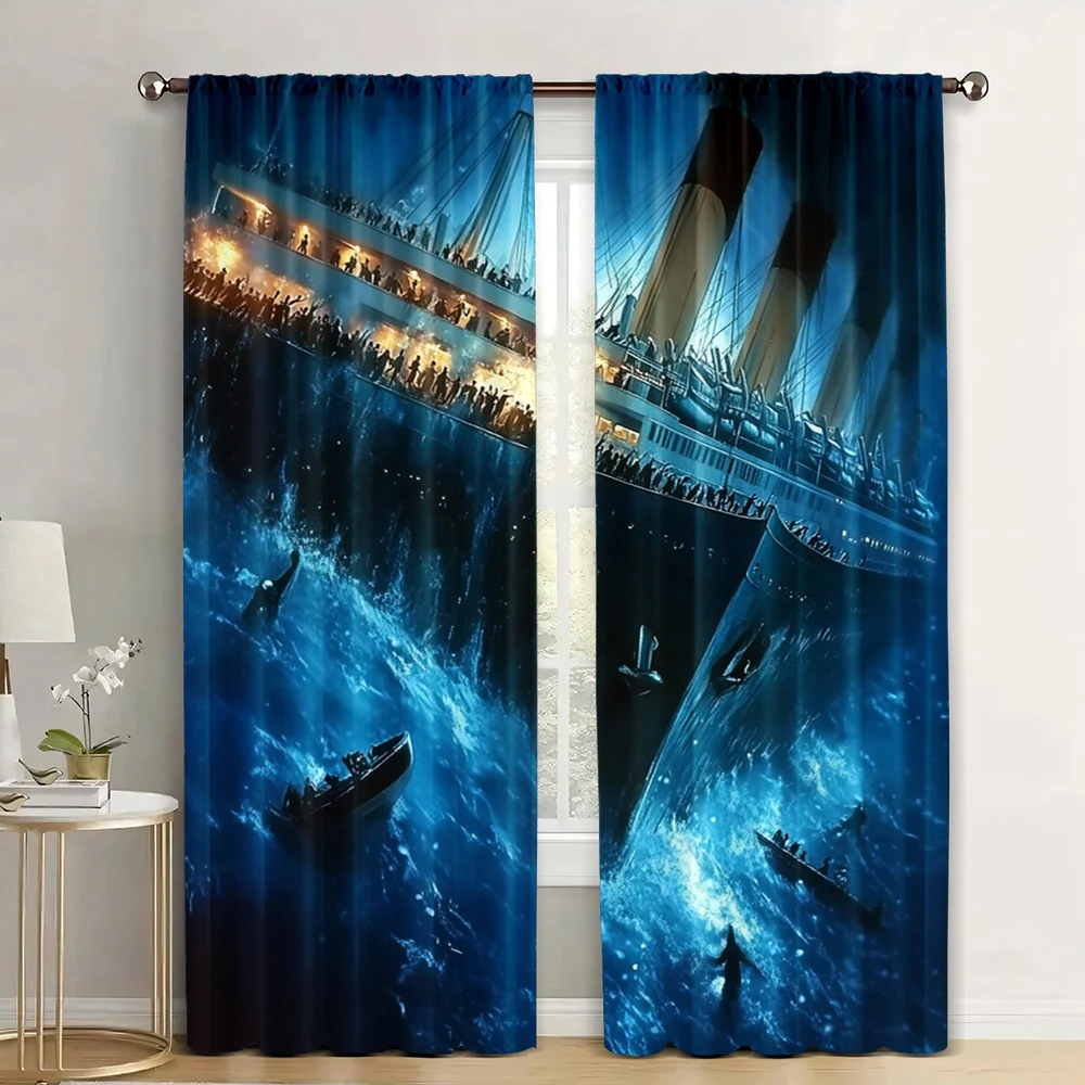 2pc,  Scene Curtain Shipwreck Light Filter summer party decorations Use for Multipurpose Event Decoration