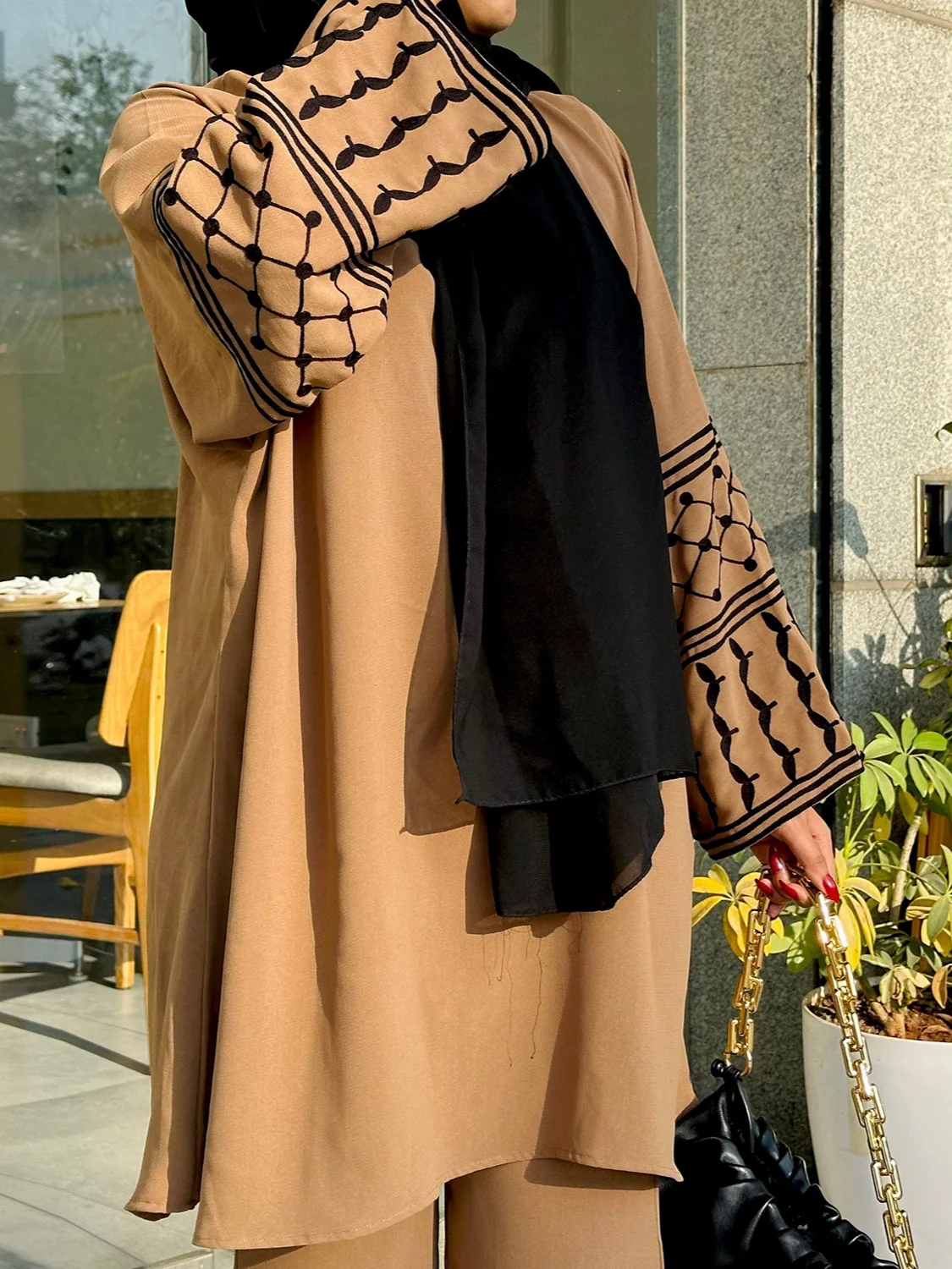 Ramadan Eid Muslim Set Two Piece Shirt &Pants Women Embroidery Suit Shirt Blouse Musulman Ensembles Moroccan Kaftan Islamic Sets