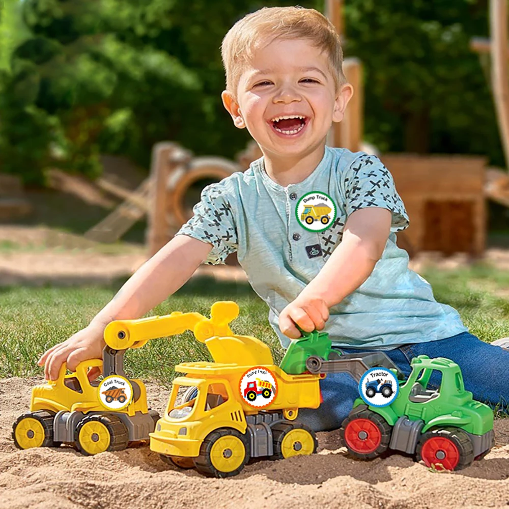子供用漫画ステッカー、建設用ステッカー、車、輸送、トラックのパターン、報酬8デザイン、ロールあたり500個