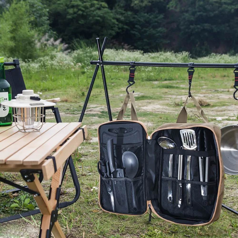 

Outdoor camping cookware storage bag, portable picnic cookware bag, thickened waterproof Oxford cloth