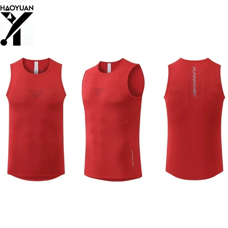 Men Running Tank Tops Outdoor Workout Marathon Sleeveless Vest Mesh Sports Clothes Gym Jogging Underwear Fitness Tees Shirts