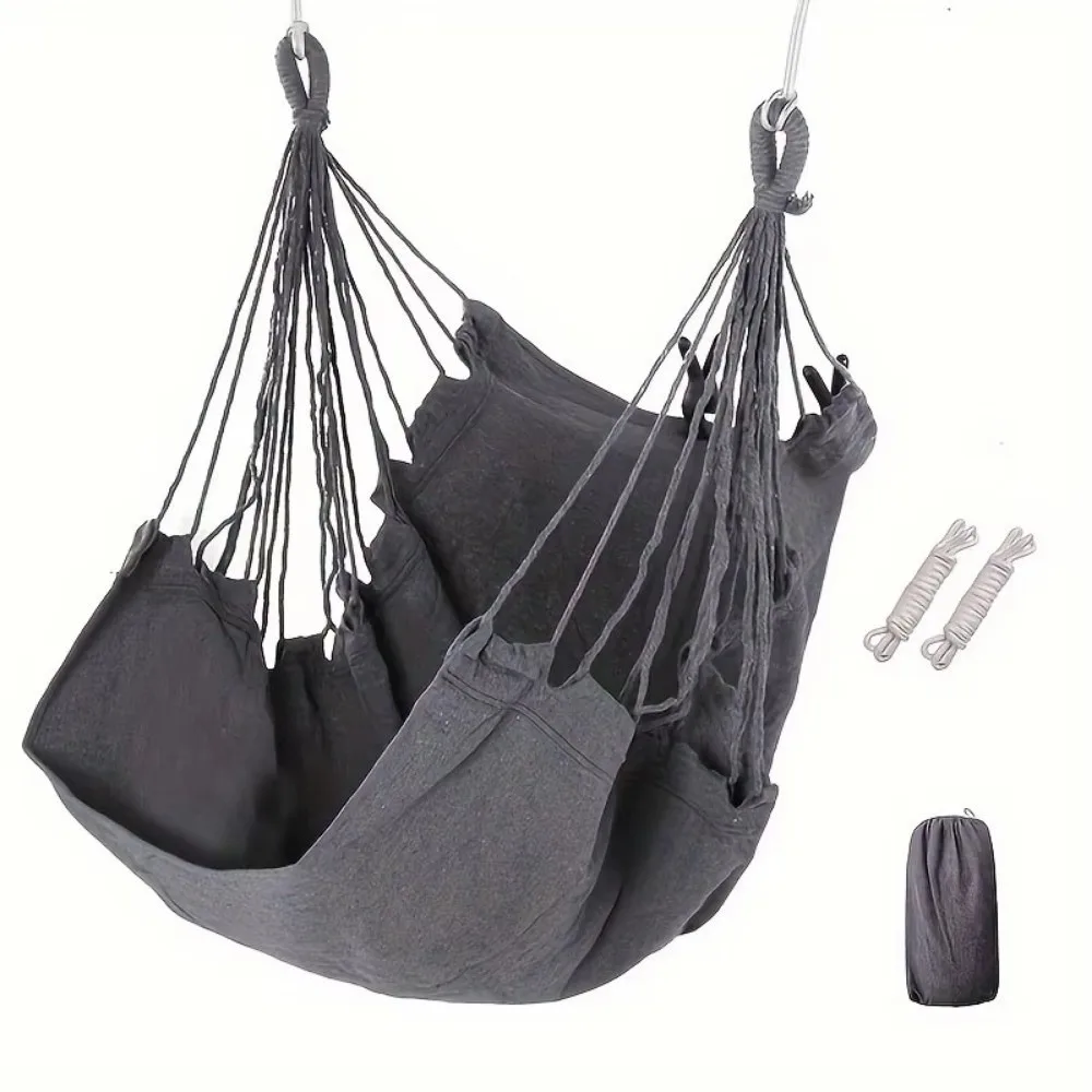 

Indoor Outdoor Hammock with Storage Bag Anti Rollover Swing Chair Canvas Hanging Chair Bed Garden Patio Dormitory Camping