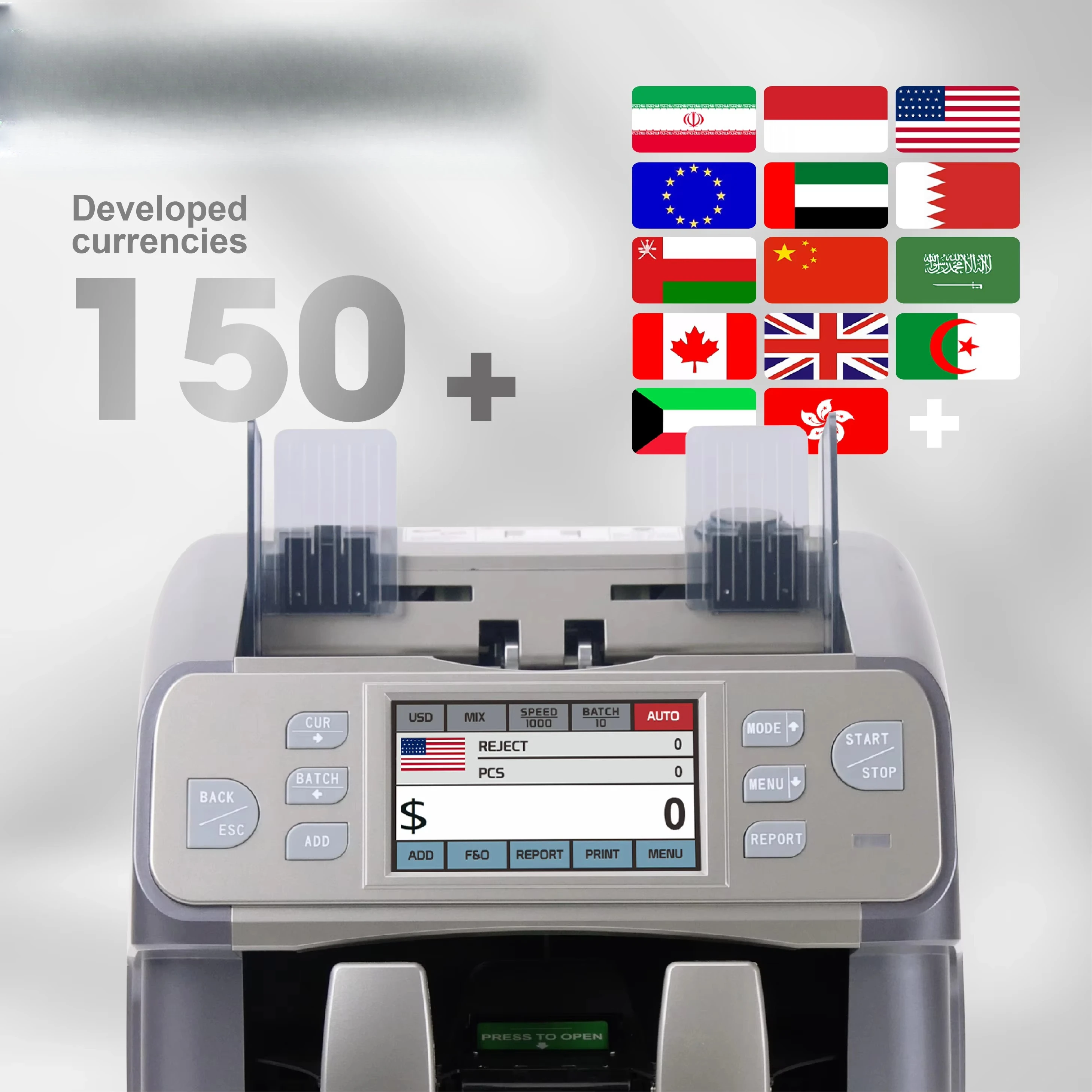 e máquina de detecção com detector de notas falsas para contagem de dinheiro de notas de moeda novo banco