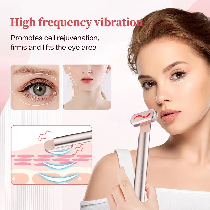 Hot Com press Augen massage stift vibrierend Rotlicht Gesicht Zauberstab Augen-und Nacken massage gerät feste Haut Anti-Falten-Hautpflege Beauty-Tool