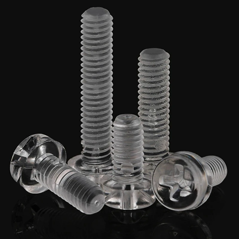 Transparent Acrylic PC Cross Round Head Screws M2 M2.5 M3 M4 M5 M6 M8 Plastic Insulation Phillips Pan Head Screw Bolts
