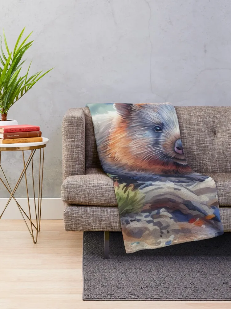 Wombat Art #8 Wombat Lovers Throw Blanket Baby christmas gifts Custom Blankets