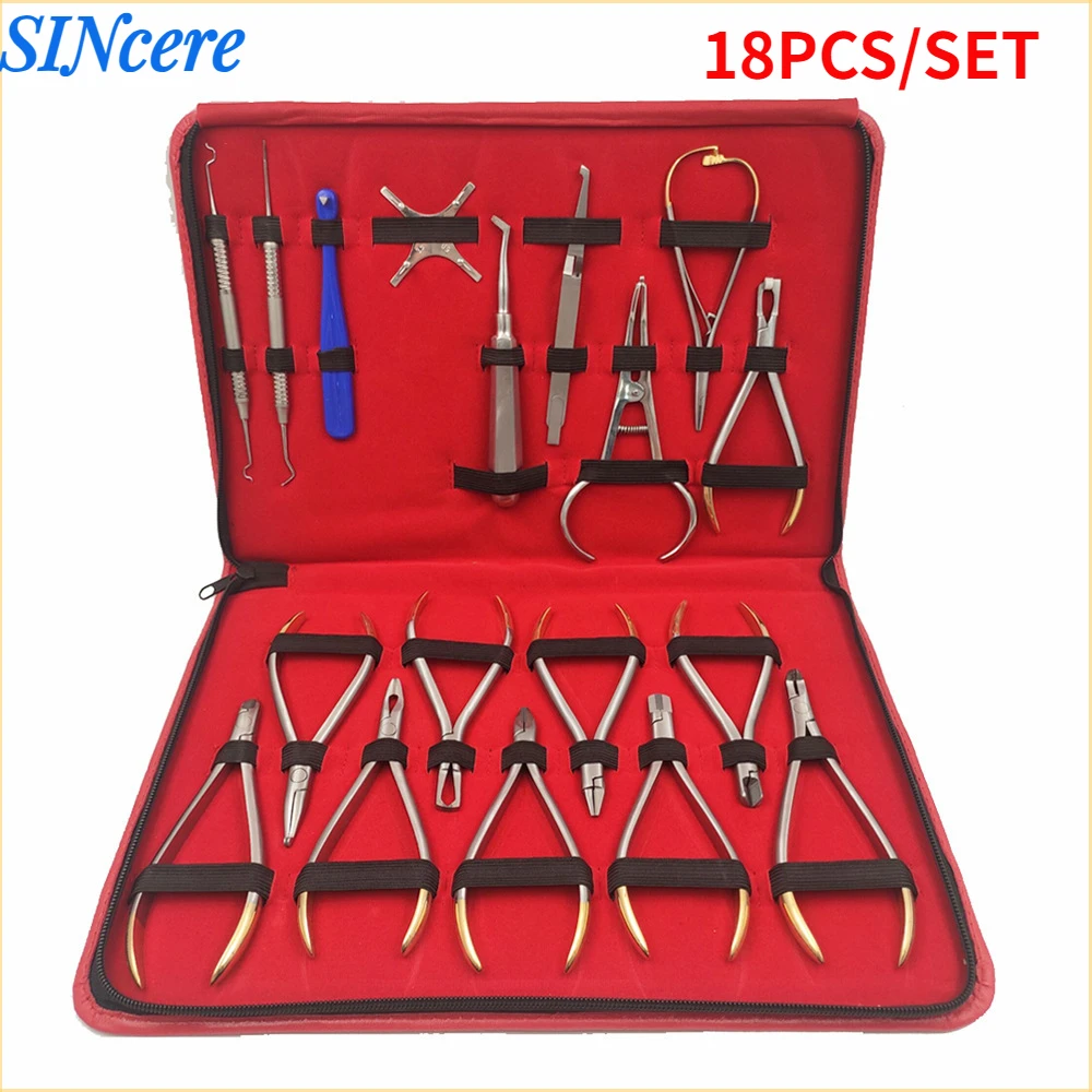 18pcs/set Dental Orthodontic Pliers Dentist Orthodontic Tools Forming Pliers Stainless Steel Dentist Orthodontic Tools