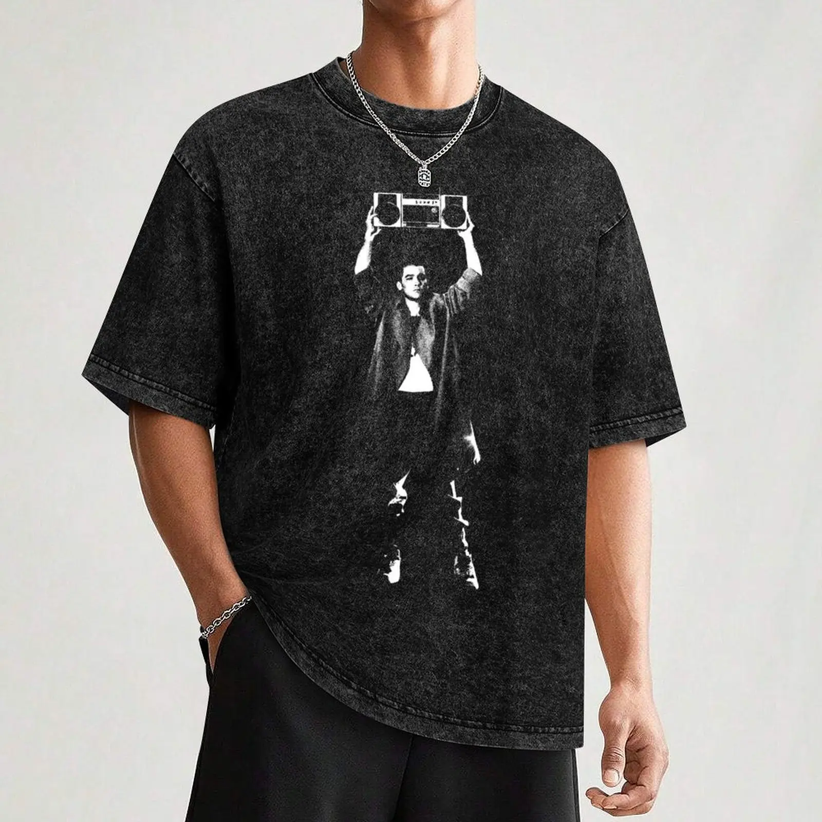 Say Anything- No Car- The White Stencil T-Shirt Casual Loose Fit Summer Tee Shirt