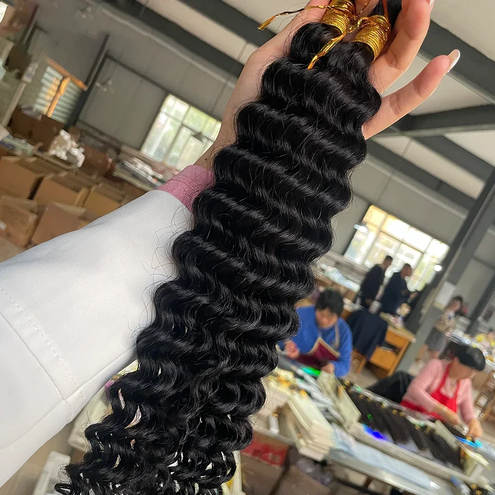 Cabelo virgem brasileiro para a extensão do cabelo humano, onda profunda, trança maioria, não transformados, 100%