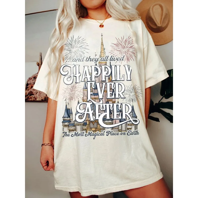 

Vintage Disney castle Happily Ever After shirt, WDW Magic Kingdom Disney Fireworks shirt, Mickey balloon Disney