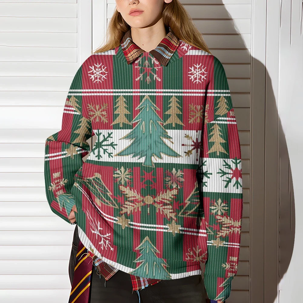 하라주쿠 커플 크리스마스 풀오버 겨울 긴팔 라운드넥 맨투맨 남성용 캐주얼 후드, 재미있는 휴일 상의, 멋진 의상