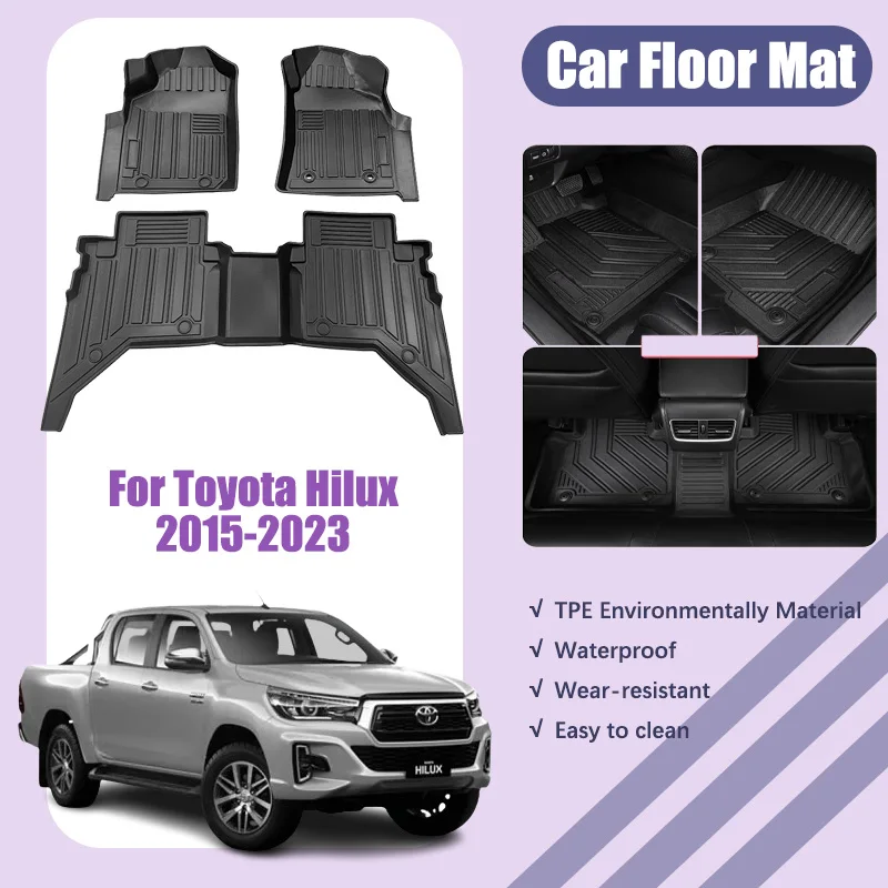 

RHD Car Floor Mats For Toyota Hilux 2015-2023 2016 2018 2019 Dirt-resistant Foot Waterproof Pad Custom Liner Mat Car Accessories