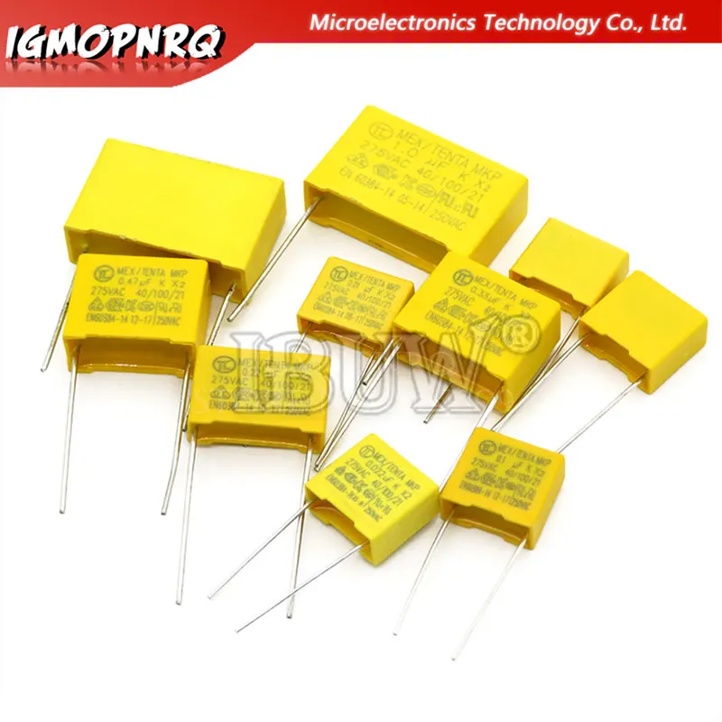 10pcs 275VAC capacitor X2 series 0.01UF ~ 2.2UF Polypropylene film capacitor New 10nf 100nf 150nf 200nf 680nf 470nf 1UF