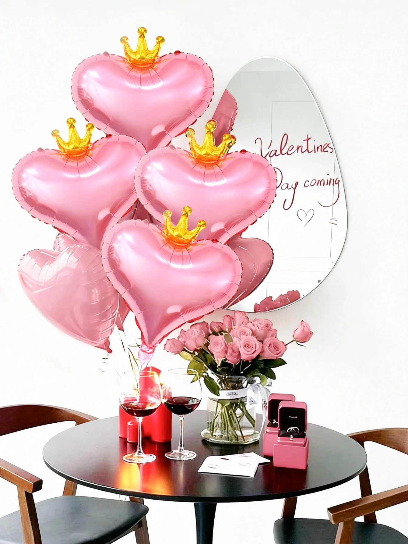 بالونات على شكل قلب على شكل تاج مكونة من 4 قطع، 19 بوصة، عائمة، مناسبة لزينة الزفاف، عيد الحب، المقترحات، دعامة صور التاريخ