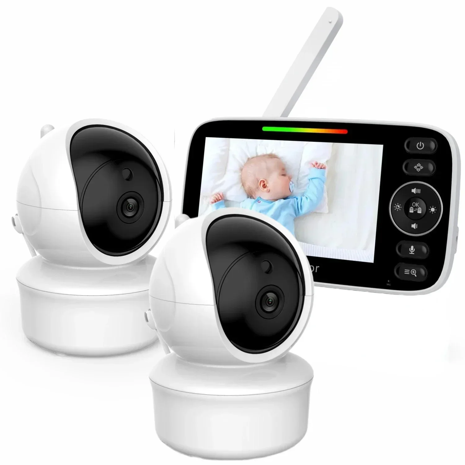 Baby Monitor SM43C 4.3 Inch  ECO/VOX with 2 Cameras Lullabies Pan Tilt 4X Zoom Two-way Talk IR Night Vision Temperature Monitor