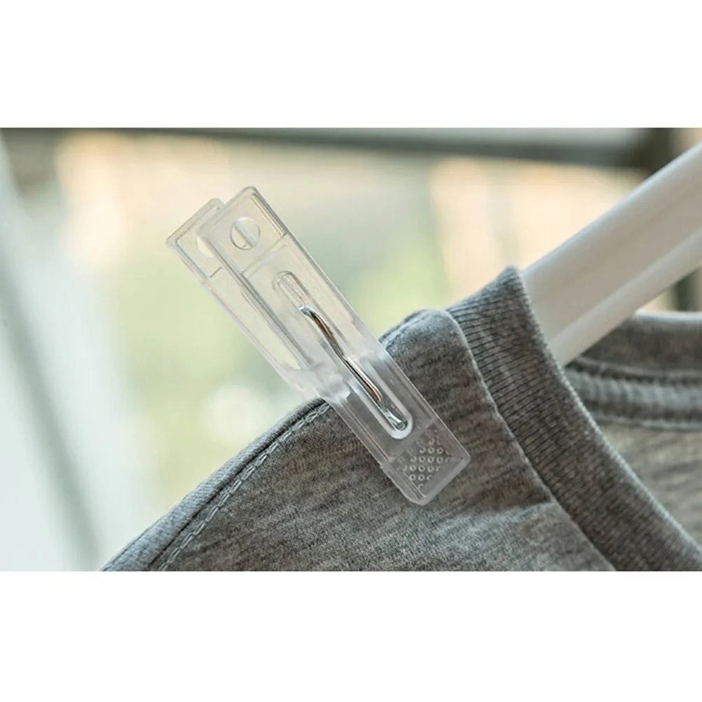 

10Pcs Windproof Clothing Clamp Clear White Plastic Smooth Surface for Towels Shirts Trousers Socks Underwears Quilts