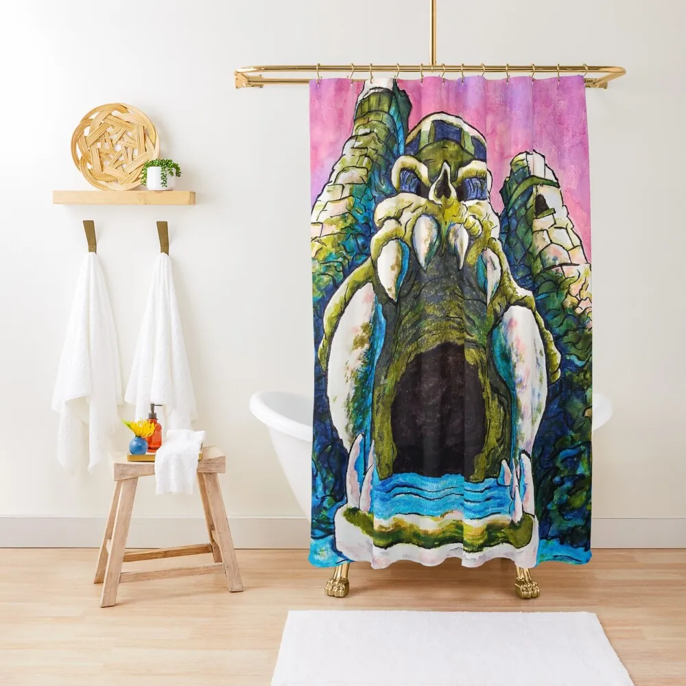

Castle Grayskull watercolor painting Shower Curtain Bathroom Box Anime Bathroom Bathroom Accessories Curtain
