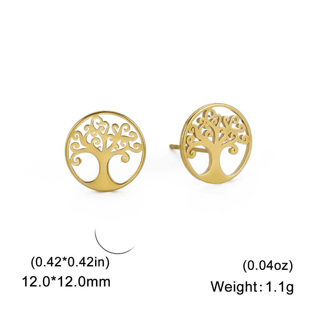 Skyrim Hollowed Out Tree Of Life Stainless Steel Earrings For Women\'s Fashionable Bohemian Charm Valentine\'s Day Gift Jewelry