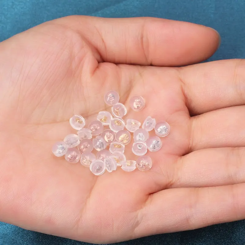 100 قطعة من حلقات الأقراط المصنوعة من السيليكون على شكل همبرغر، ملحقات لظهر القرط على شكل فراشة مع فضي عيار 925 من الداخل