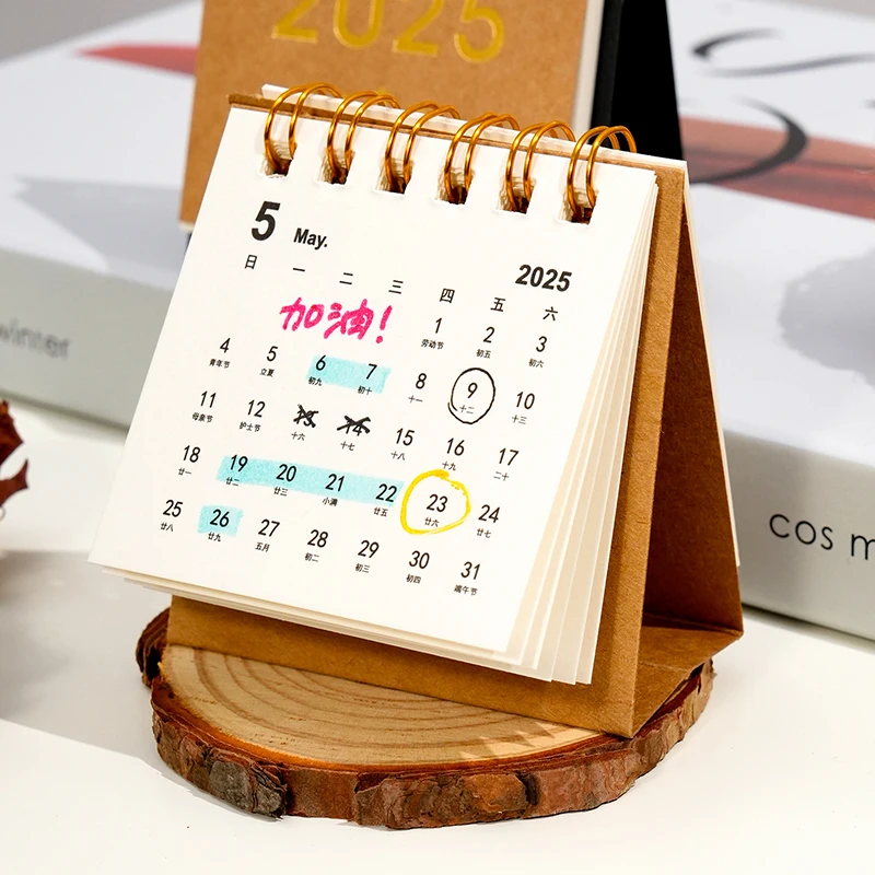 Mini calendrier de licence mensuelle pour bureau, fournitures scolaires, accessoires de décoration de bureau, simple, 03, mémo, 2025