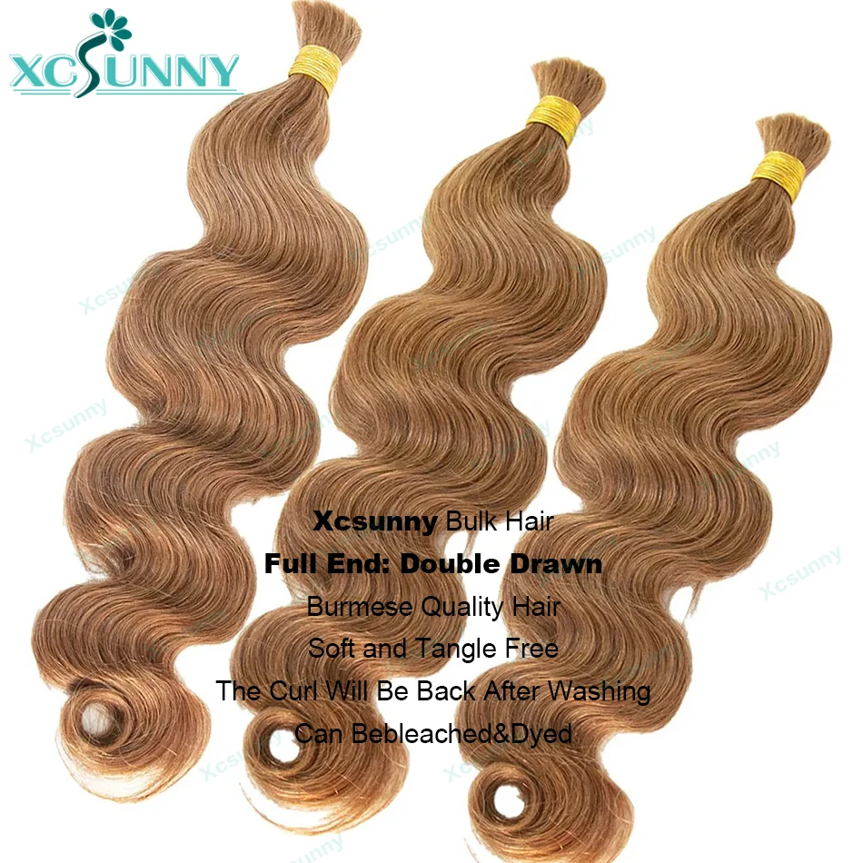 Body Wave Bulk Human Hair For Braiding Color 30 No Weft Double Drawn Bulk Hair Extensions For Braids Wholesale Bundles