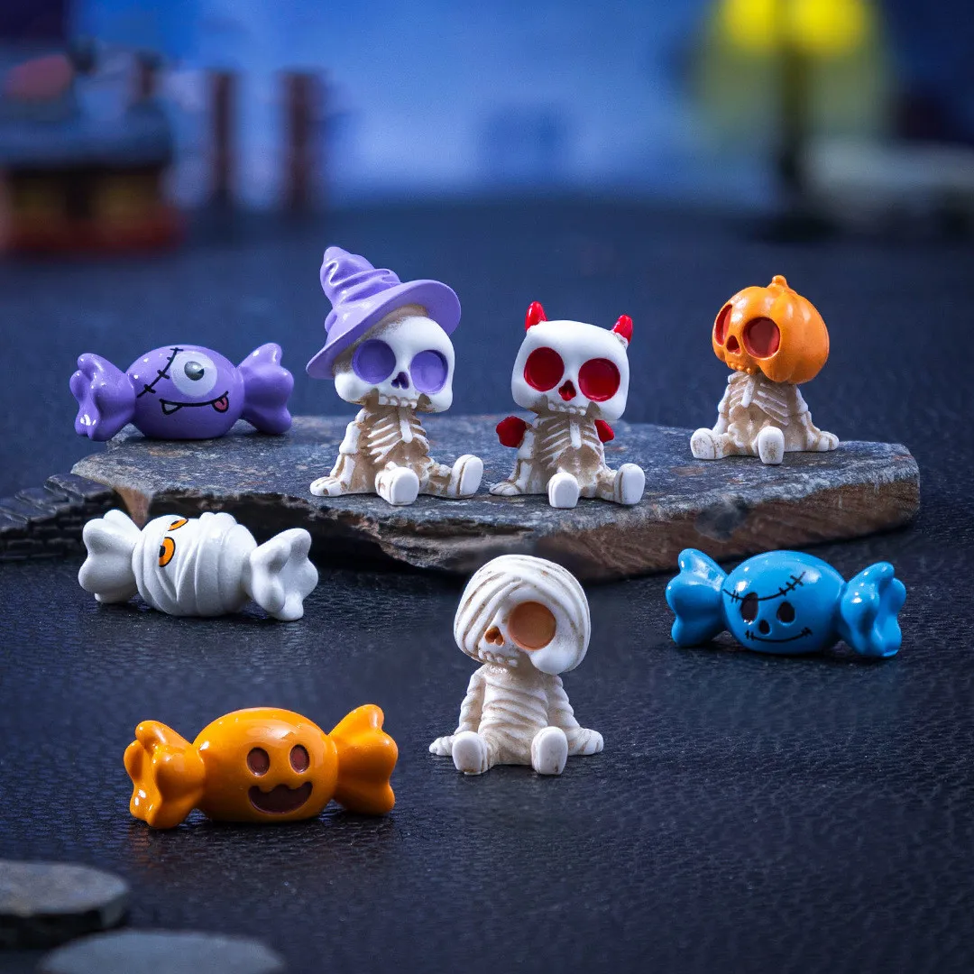 Halloween Skull Ornaments Office Workstation Desktop Decorations Car Center Console Decompression Small Objects Gifts