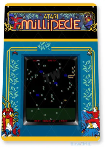 1s,Millipede Arcade Sign, Classic Arcade Game Marquee, Game Room Tin Sign C486