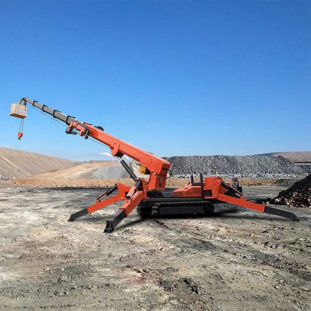 

10 Ton Crawler Spider Crane Big Hydraulic Boom Remote Control Fly Jib Man Basket Attachment for Construction Site Lifting